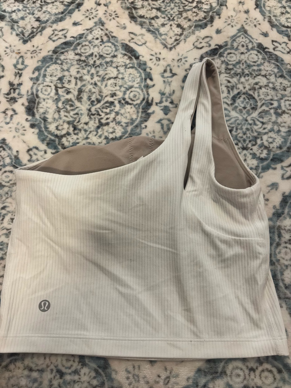 Lululemon Ribbed Nulu Asymmetrical Yoga Tank Top- White Size 4 - Picture 5 of 6